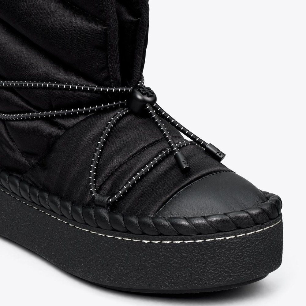 Tory Burch LEATHER TRIM SHEARLING LINING Sleeping Bag Boot BOOTIES - Picture 3 of 11